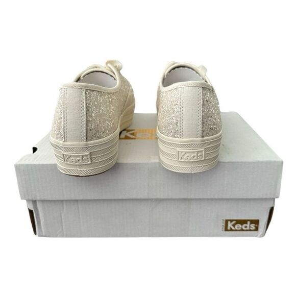 Keds Cream Glitter Sneakers Point Glitter Celebrations Lace Up Platform Sneaker - Picture 5 of 9